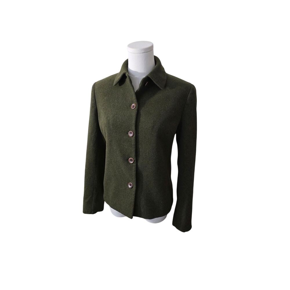 Vintage Jones New York Wool Blend Olive Jacket Structured Button Front USA Made